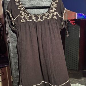 Embroidered Black Women's Top